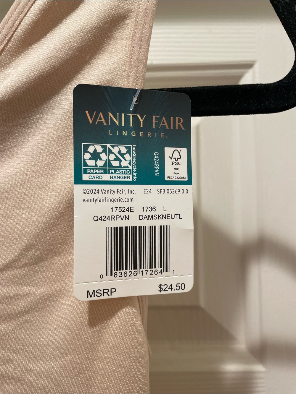 Vanity Fair Seamless Smoothing Spin Tank Women’s Size L Beige Stretch - Picture 5 of 5